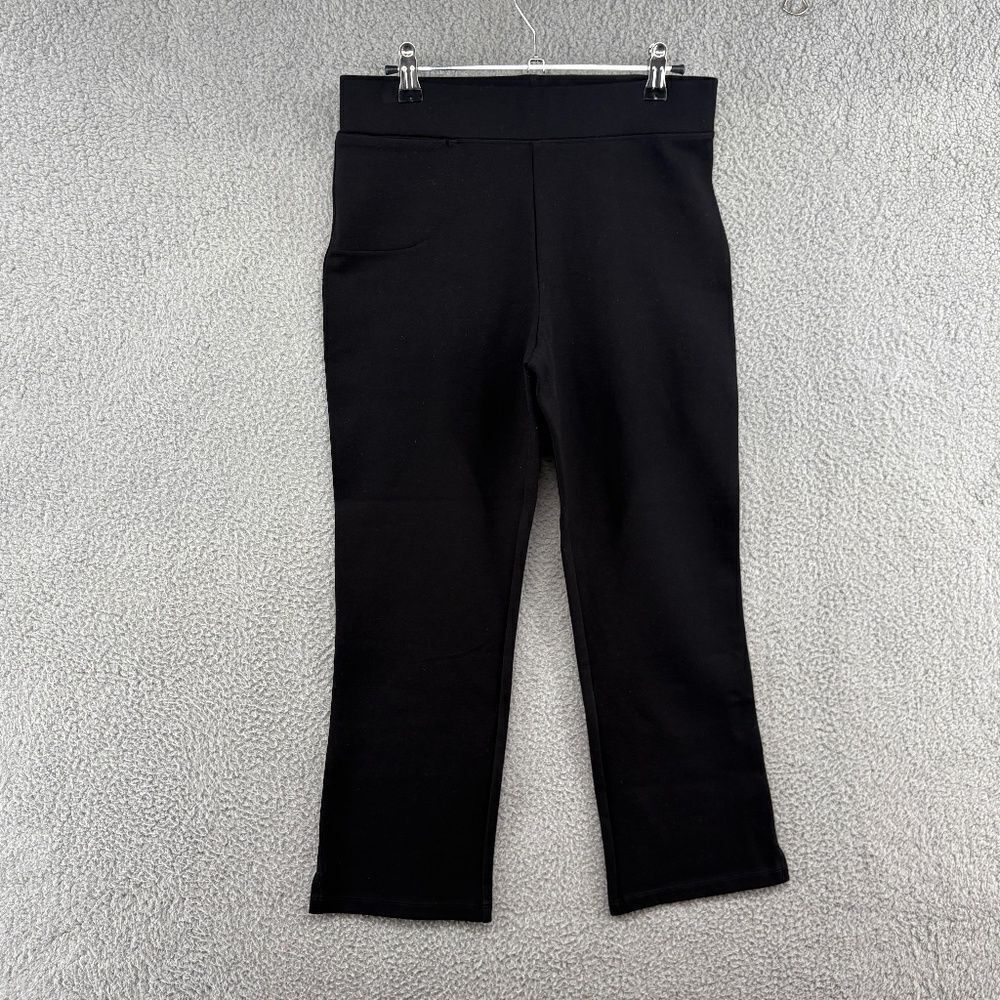 Quince Pant Womens M Black Ultra-Stretch Ponte Kick Flare Cropped Flat Front